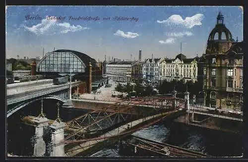AK Berlin, Bahnhof Friedrichstrasse mit Schlütersteg