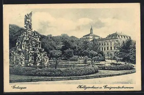 AK Erlangen, Kollegienhaus und Emigrantenbrunnen
