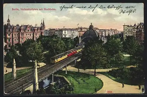 AK Berlin-Schöneberg, Nollendorfplatz mit Hochbahn