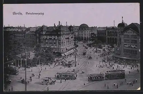 AK Berlin-Tiergarten, Potsdamer Platz mit Strassenbahn