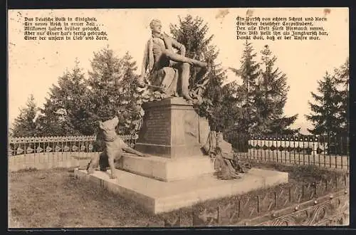 AK Rudelsburg /Kösen, Bismarckdenkmal mit Hund
