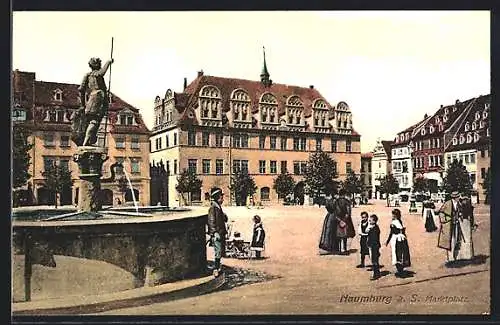 AK Naumburg a. S., Marktplatz mit Brunnen