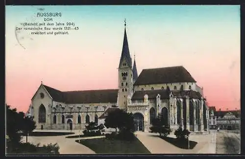 AK Augsburg, Blick auf den Dom m. Vorplatz
