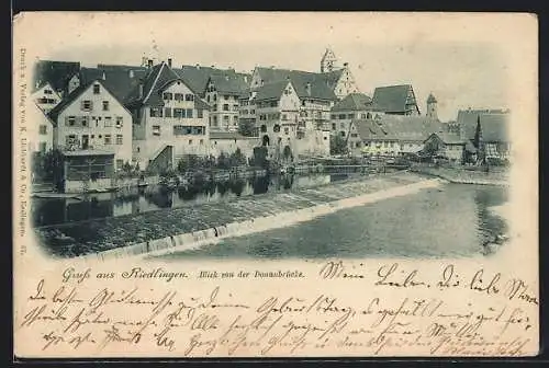 AK Riedlingen / Donau, Blick auf den Ort von der Donaubrücke