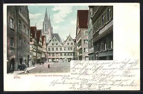 AK Ulm / Donau, Blick auf den Marktplatz mit Museum