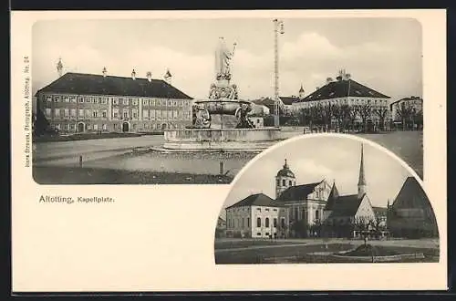 AK Altötting, Ansichten vom Kapellplatz mit Brunnen