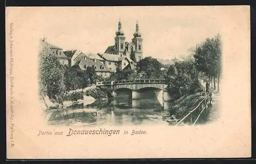 AK Donaueschingen i. Baden, Partie am Flussufer