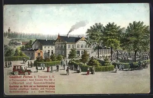 Künstler-AK Treuen i. V, Gasthof Perlas