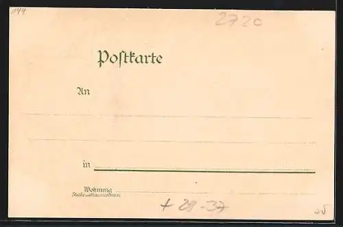 Passepartout-Lithographie Rotenburg i. Hann, Grosse Strasse mit Bäumen, Wappen