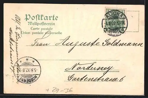 Passepartout-Lithographie Oevelgönne / Altona, Strandpartie in einer Muschel