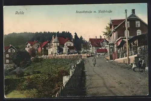 AK Ruhla, Knaudtstrasse m. Waldstrasse