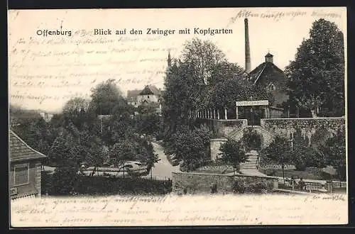 AK Offenburg, Blick auf den Zwinger mit Kopfgarten