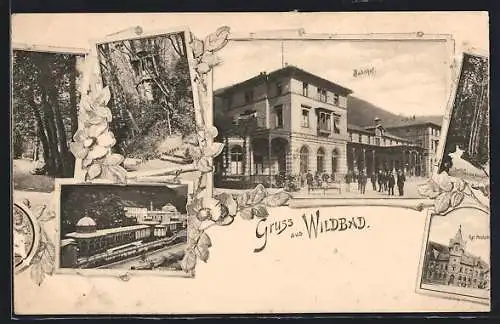 AK Bad Wildbad, Bahnhof, Kgl. Postamt