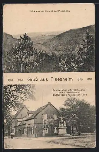 AK Flaesheim, Restaurant Zur Erholung, Blick aus der Haardt