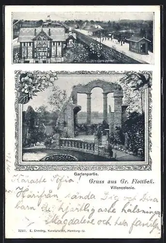 AK Gr.-Flottbek, Villenkolonie, Am Bahnhof, Gartenpartie