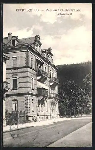 AK Freiburg i. B., Pension Schlossbergblick, Ludwigstrasse 33