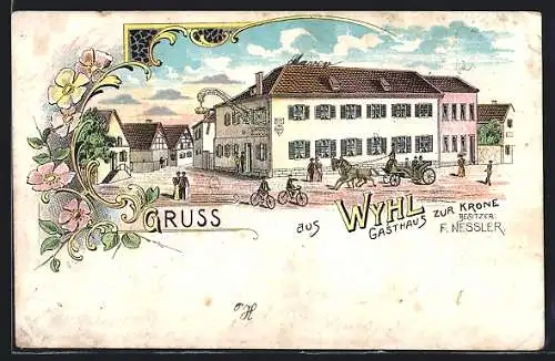 Lithographie Wyhl, Gasthaus zur Krone