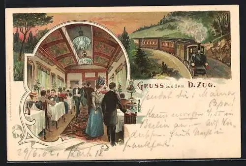 AK Menschen im Speisewagen des D. Zuges, Eisenbahn