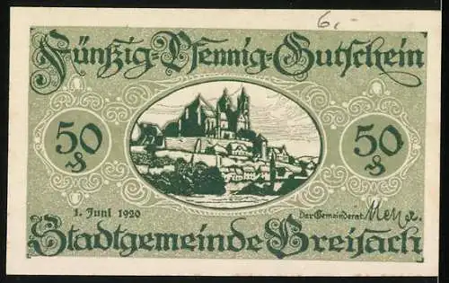 Notgeld Breisach 1920, 50 Pfennig, Schloss