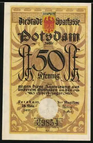 Notgeld Potsdam 1921, 50 Pfennig, Bombenschmeisser