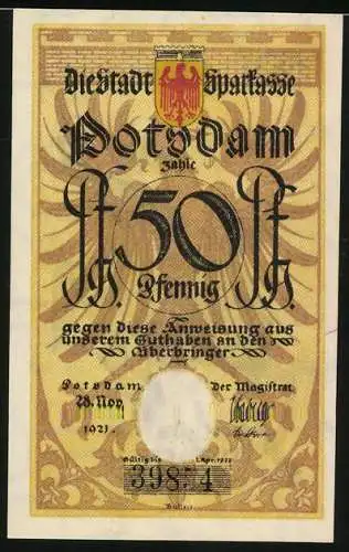 Notgeld Potsdam 1921, 50 Pfennig, Paddenstecher, Lied mit Noten