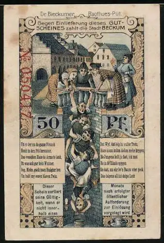 Notgeld Beckum 1918, 50 Pfennig, De Bieckumer Raothues-Püt