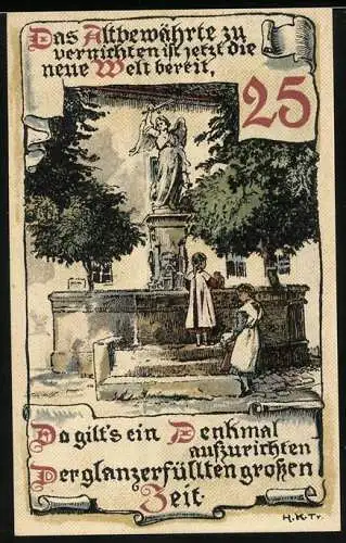 Notgeld Buttstädt, 25 Pfennig, Mädchen am Brunnen