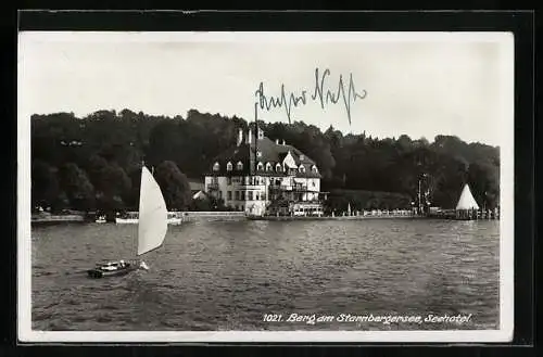 AK Berg / Starnberger See, Blick auf Seehotel