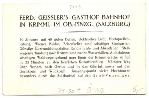 Trockenblumen-AK Krimml, Ortsansicht mit Wasserfällen und Seekaar, echte Trockenblume