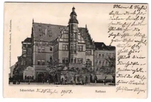 Relief-AK Schweinfurt, Frontansicht vom Rathaus