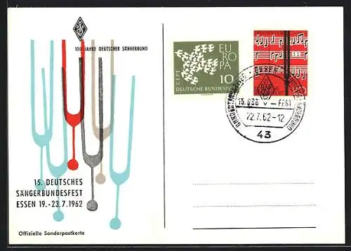 AK Essen / Ruhr, Festpostkarte Sängerbundesfest 1962, Stimmgabeln