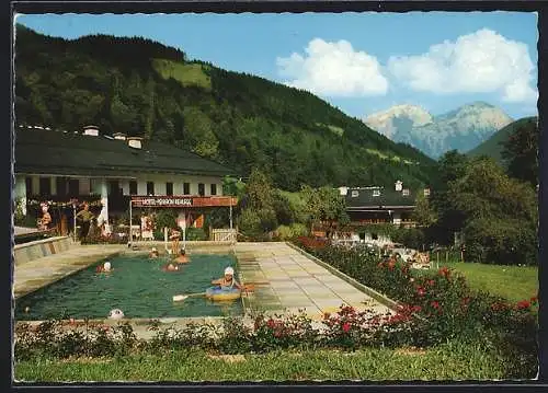 AK Ramsau / bay. Alpen, Cafe-Pension Rehlegg S. Lichtmannegger, mit Schwimmbad