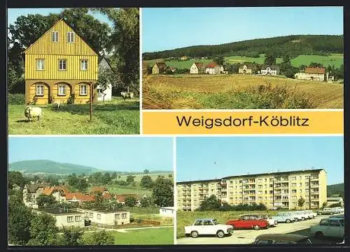 AK Weigsdorf-Köblitz /Kr. Löbau, Umgebindehaus, Teilansichten