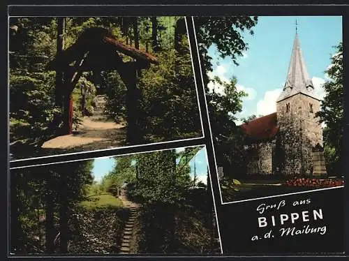 AK Bippen, Ansichten aus der Ortschaft mit Kirche