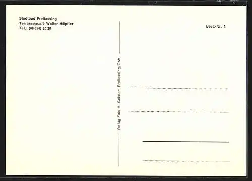 AK Freilassing /Obb., Stadtbad mit Terrassencafe W. Höpfler, Wappen