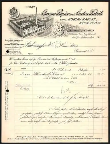 Rechnung Leipzig-Plagwitz 1911, Chromo-Papier- & Carton-Fabrik AG, Das Betriebsgelände aus der Vogelschau