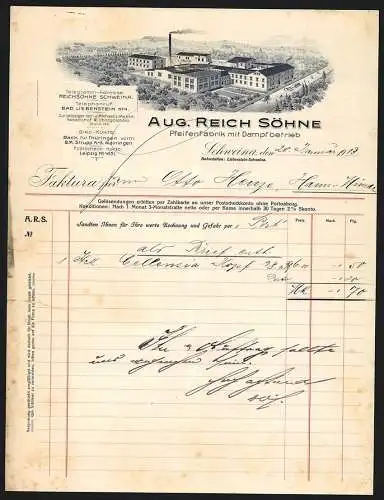 Rechnung Schweina 1913, Aug. Reich Söhne, Pfeifenfabrik, Betriebsgelände mit grossem Hof