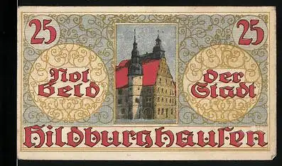 Notgeld Hildburghausen, 25 Pfennig, Rathaus, Wappen