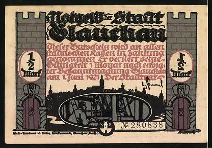 Notgeld Glauchau 1921, 50 Pfennig, Bebel macht Unfug