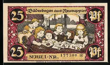 Notgeld Neuruppin 1921, 25 Pfennig, Kinder mit Bilderbogen