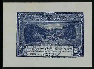 Notgeld Neuruppin 1921, 50 Pfennig, Boltenmühle, Bauer
