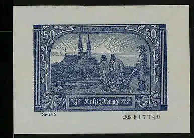 Notgeld Neuruppin 1921, 50 Pfennig, Bauer, Fontane-Denkmal