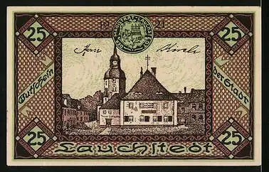 Notgeld Bad Lauchstedt 1921, 25 Pfennig, Goethe-Theater, Rathaus