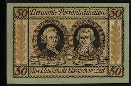 Notgeld Bad Lauchstedt 1921, 50 Pfennig, Gellert, Gleim