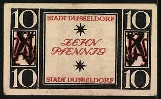 Notgeld Düsseldorf 1921, 10 Pfennig, Löwe mit Anker