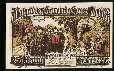 Notgeld Gross-Flottbek 1921, 25 Pfennig, Alter Brautzug, Kirche