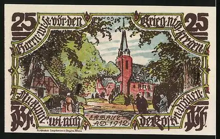 Notgeld Gross-Flottbek 1921, 25 Pfennig, Alter Brautzug, Kirche