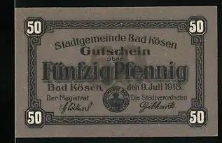 Notgeld Bad Kösen 1918, 50 Pfennig, Burgen am Strand