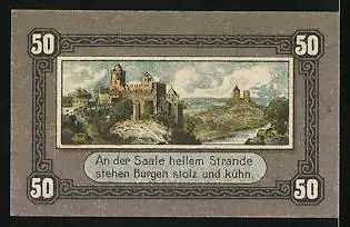 Notgeld Bad Kösen 1918, 50 Pfennig, Burgen am Strand