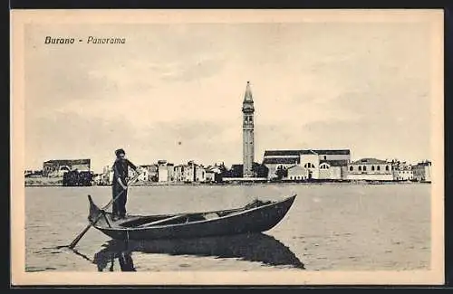 AK Venezia, Burano, Panorama, Gondoliere
